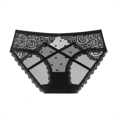 China Youth Lace Thong Temptation Tulle Women Underwear Breathable Sexy Thong Panties Low Rise Panties for sale