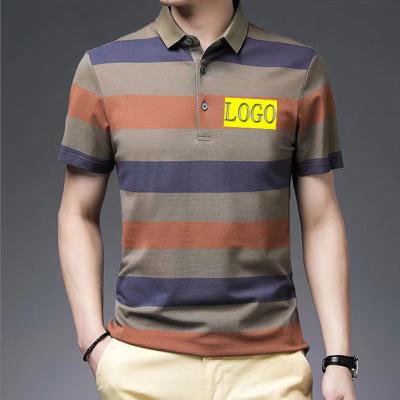 China Anti-wrinkle Men Short Sleeve Polo Shirt Striped Color Matching Solid Color Tops Clothing New Classic Fashion Men's Casual Polo Shirt for sale