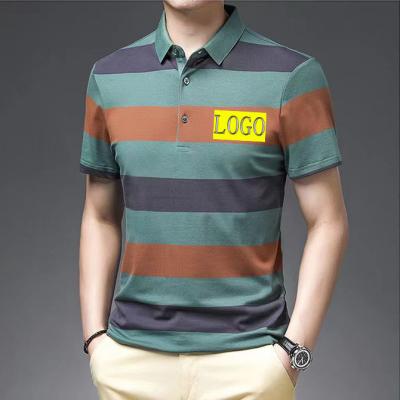 China Anti-wrinkle OEM Fashion Beach Striped Polo Shirt Wholesale Vertical Striped Men's 100% Rugby Shirt 2022 Summer New Look for sale