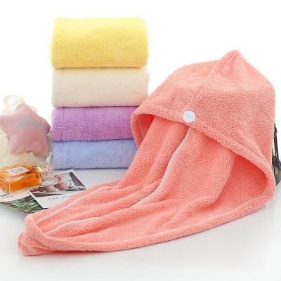 China QUICK DRY Women Girl Shower Bathroom Coral Fleece Microfiber Fast Drying Soft Wrap Hair Hat Thickened Quickly Dry Hair Towel for sale