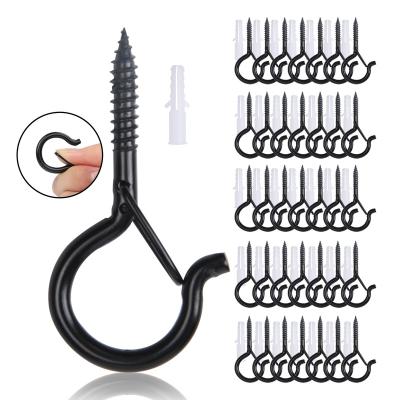 China Retail Industry 30 Pack Ceiling Hooks with Safety Loop, 2.2 Inch Screw Q Hanger Hooks for String Lights Hanging Outdoor Plants for sale