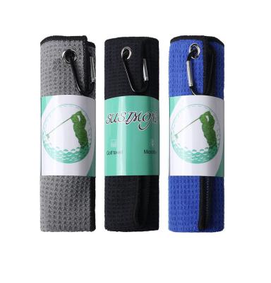 China 3Pcs Microfiber Golf Towels, Microfiber Waffle Pattern Golf Cleaning Towel Accessories, Heavy Duty Carabiner for sale