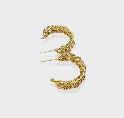 China FASHIONABLE Fashion Stainless Steel C Shaped Cuban Link Gold Plated Earrings For Women for sale