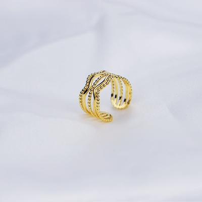 China FASHIONABLE New Design Luxury 18k Gold Plated Stainless Steel Adjustable Finger Rings For Women for sale