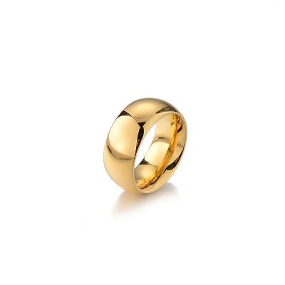 China Wholesale Fashion CLASSIC 18K Gold Plated Stainless Steel Simple Personality Wide Ring For Women for sale