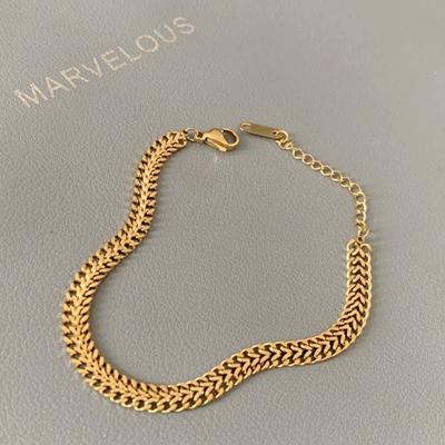 China Wholesale Fashion TRENDY Gold Plated Simple Contracted Woven Stainless Steel Bracelet for sale