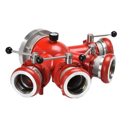 China Aluminum Alloy/Brass HOT Large Aluminum Alloy Water Flow 25mm-150mm Water Outlets 4 Water Outlets Fire Divider For Fire Fighting Rescue for sale