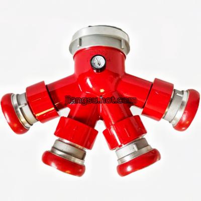 China HOT High Quality 65mm-80mm Flow Concentrated Multi-size Hose Fire Hydrant 4 Siamese Aluminum Alloy Water Inlets For Fire Fighting for sale