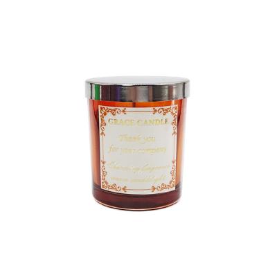 China LA03T Colorful Transparent Multicolor Glass Scented Candle With Luxurious Custom Label And Metal Lid for sale