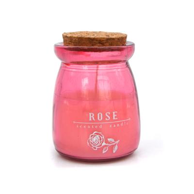 China LB01M Holiday Pudding Candle Small Size Frosted Glass Jar With Cork Lid For Home Decoration for sale