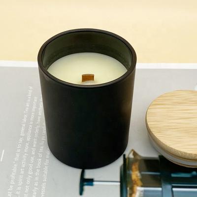 China Home decoration LKA03M factory directly sells advanced frosted empty craft candle boxes with a bamboo cover for sale