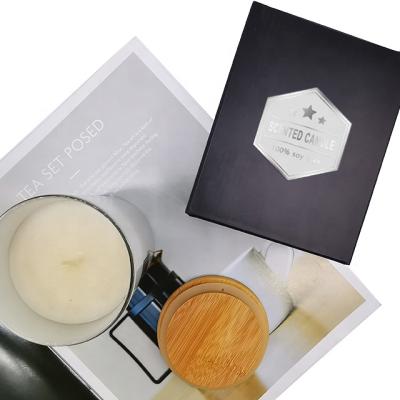 China Home decoration LA07P factory directly sells scented candles with colored glass and customized labels with a bamboo cover for sale