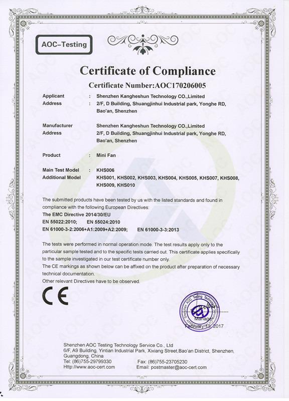 CE - Shenzhen Kangheshun Technology Co., Limited