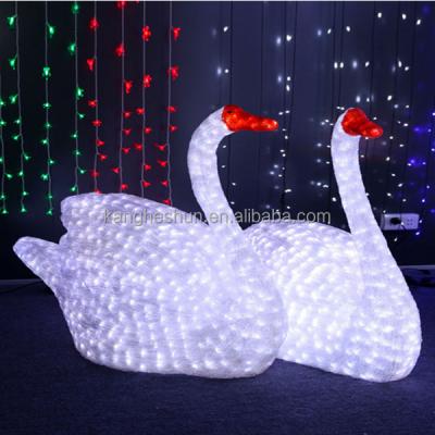 China Stainless Steel Outdoor Decoration Christmas Lighted LED Swan Pattern Light for sale