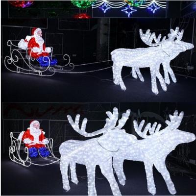 China Custom 3D Santa Reindeer Lights Stainless Steel Decoration Christmas Light for sale