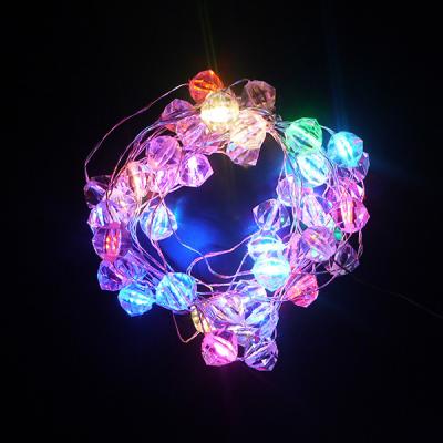 China 2019 Diamond Shape Copper Wire String Christmas Fairy Flash/Static on/Timer Led Garland Light for sale