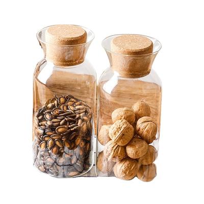 China Wholesale Chemical Containers Clear Seal Glass Food Packaging Airtight Round Shape Cosmetic Storage Jars With Wooden Clip Lid for sale