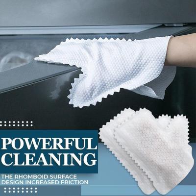 China 10pcs Disposable Nonwoven Cleaning Gloves Stocked With Teeth Electrostatic Dusting Gloves for sale