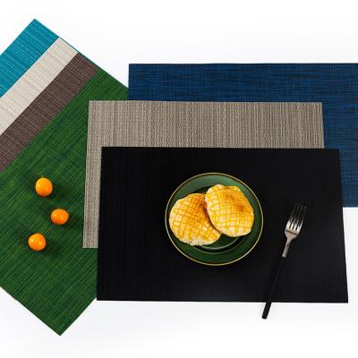 China Sustainable Place Mat Customized Hotel Solid Color PVC Table Mat Environmental Friendly Western Single Horizontal Striped Table Mat for sale