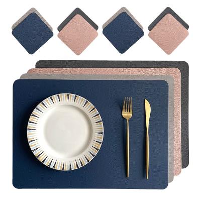 China Viable Leather Rectangular Table Mat Restaurant Hotel Western Table Mat Waterproof Plate Mat Household Goods Heat Insulation Place Mat for sale