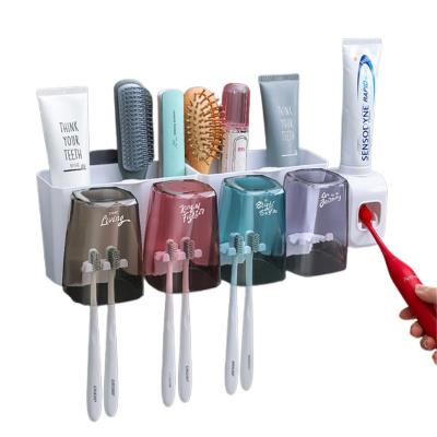 China Viable Whole Set Toothbrush Holder Toothpaste Dispenser Toothbrush Storage Box Bathroom Toothbrush Holder for sale