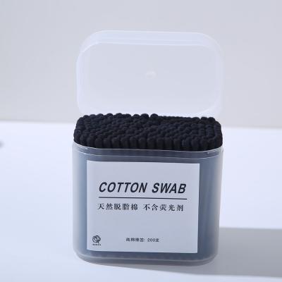 China Ear Cleanning New Products Custom Soft Bamboo Charcoal Black Cotton Bud Swab Stick High Quality Paper for sale