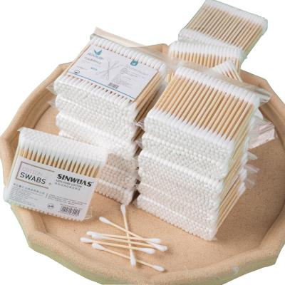 China 100PCS Universal Cotton Pads Daily Cleansing Double Head Disposable Bamboo Sticks For Makeup And Cleansing for sale