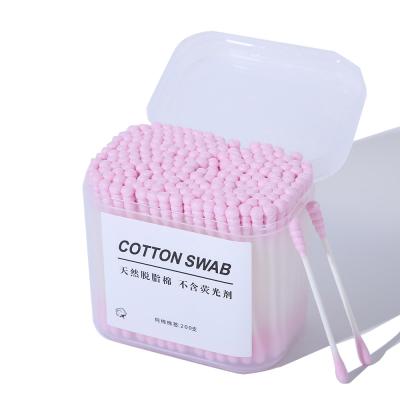 China 200pcs/box Ear Cleanning 200pcs/box Pink Cotton Double Head Multifunctional Paper Stick Swab for sale