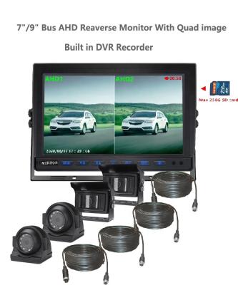 China Quad DVR 9 Monitor Vehicle Car Rear View Camera Inches 4chs Input Recorder Monitor System For Truck for sale