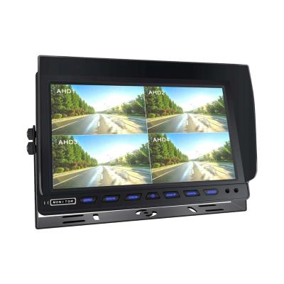 China 9inch AHD Screen High Resolution Car Bus Security Ahd 960P Quad View Car Monitor For Truck Reverse Cameras for sale