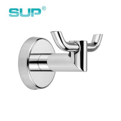 China Modern Stainless Steel Bathroom Robe Hooks Wall Mount Double Hook for sale