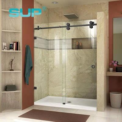 China Modern Diameter 55 Mm Rolls Frameless Stainless Steel Sliding Shower Door for sale