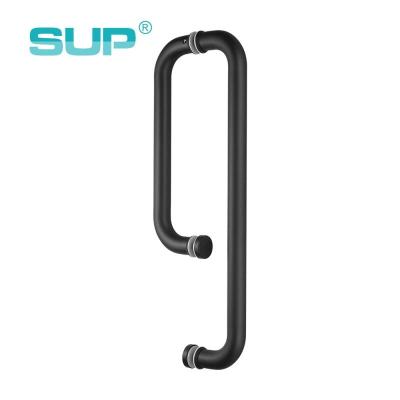 China Black Rubbing Modern Matte Bronze PVD Oil Stainless Steel Series Tube Glass Shower Door Handles 304 316 With Towel Rail for sale