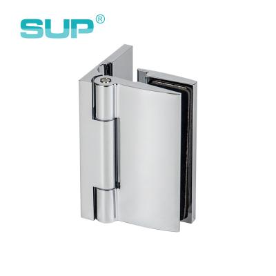 China Modern Off Set Wall Mount Chrome Plating Shower Door Brass Glass To Wall 90 Degree Hinge for sale