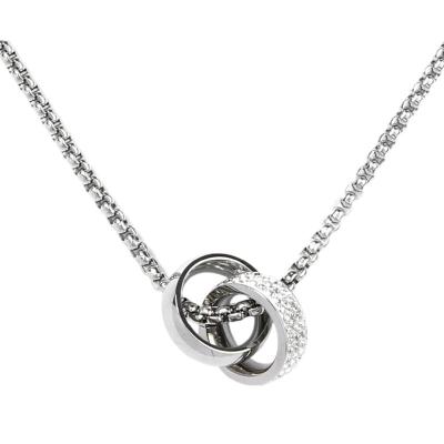 China Men's and women's fashion punk interlocking soft silver white diamond necklace for sale