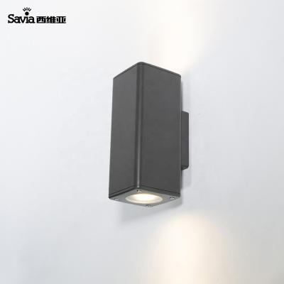 China Corridor/Garden Savia 2XGU10 Outdoor Wall Lamp IP65 Sconce PC Waterproof Surface Mounted Dark Gray Outdoor Wall Lights For Balcony Corridor for sale