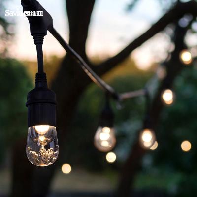 China Savia Garden Led Outdoor String Lights 8M Festoon Lights Hand Powered 18W Garden Decpratove Plastic Waterproof Lamp For Holiday Party for sale