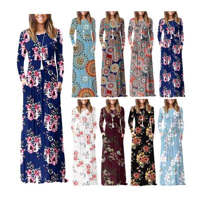 China Loose Waist Maxi Dresses Casual Long Dresses Women's Breathable Long High Sleeve With Pockets for sale