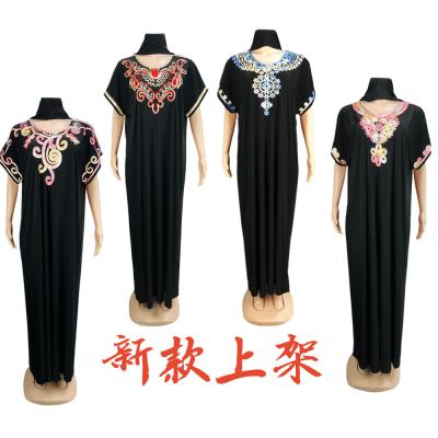 China Foreign Middle East Trade Muslim Women's Black Ice Silk Loose Long Dress African Dress L-2XL for sale