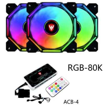 China Computer Case DATE KIT (RGB-80K) RGB Fans 120mm Fans With Remote Controller Computer Case Radiator Fan Silent KIT for sale