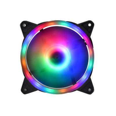 China Computer Case SATE (RGB-5) Low Noise Computer Case Fan Quiet DC12V Computer Double Ring Led RGB Rainbow Case Fan For Computer game for sale