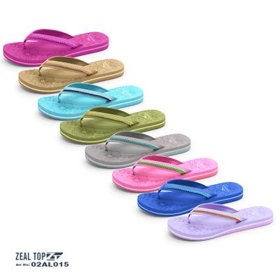 China Wholesale high quality indoor flip flops summer beach slippers light women's stripe fabric EVA flat outsole for women for sale