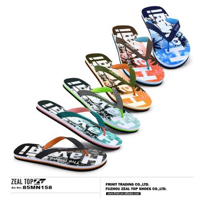 China Fashion Printed PVC Flip Flop Sandal Men Fashion Summer Vacation Beach Play High Quality Lightweight Seaside Flip Flop Sandals for sale