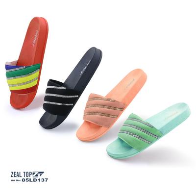 China Factory Fashion Ladies Slide Slipper Damping For Women And Ladies Custom Logo Foam Cotton Rainbow Slides Woman Sandals Slippers Women for sale