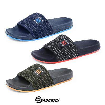 China New Design Summer Beach Light Weight Factory Custom Logo Factory Super Soft PU Slide Slipper Sandal Super Soft Easy Man Cushioning for sale