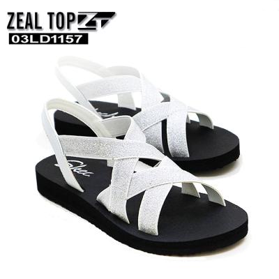 China OEM Wholesale Custom Famous Brands Logo Elastic Textile Women Sandals Designer EVA Flat Sandals Cushioning for Women and Ladies for sale