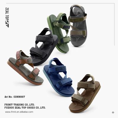 China Soft Casual Sandals Designs EVA Embossment Summer New Latest Round Flat Sandals Design For Men Custom Logo Slide Sandals for sale