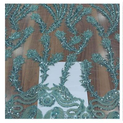 China Sustainable Sequin Line Embroidery Fabric Nigerian Lace Dubai Lace Fabric for sale