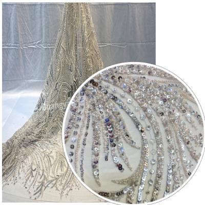 China Workable Finely Processed Sequin Fabric Embroidered Velvet Fabrics For Skirt for sale