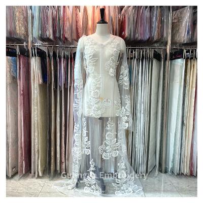 China Viable Wholesale Embroidery Fabric Wedding Dress Making White Lace Fabric For Bridal Dress for sale